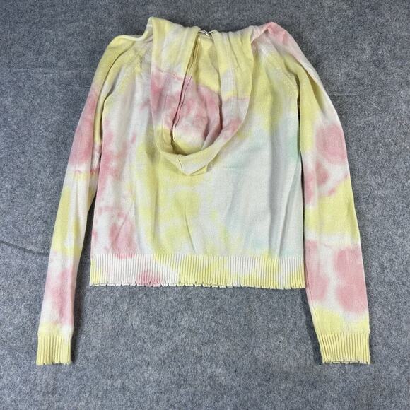 Minnie Rose Cashmere Tie Dye Hooded Sweater Womens Small Pink Yellow - Picture 8 of 9